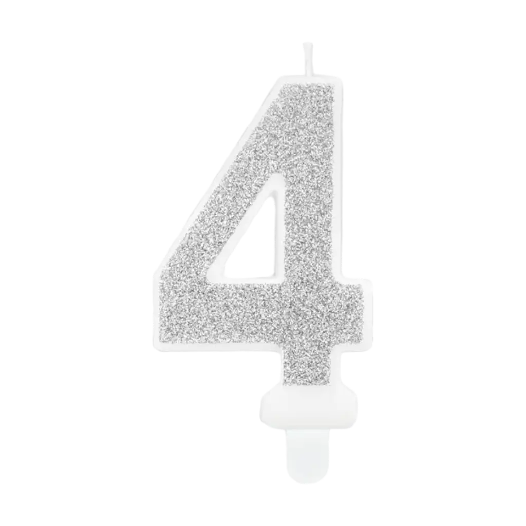 Geburtstagskerze Nummer 4 silber