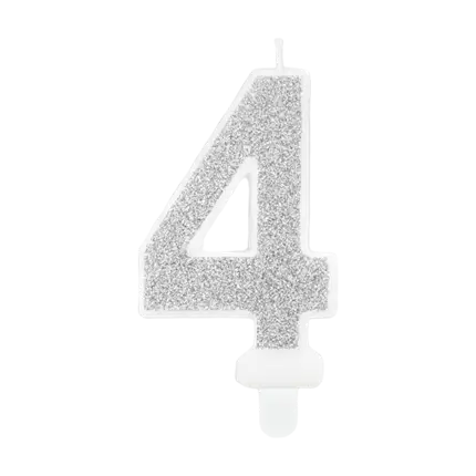 Geburtstagskerze Nummer 4 silber