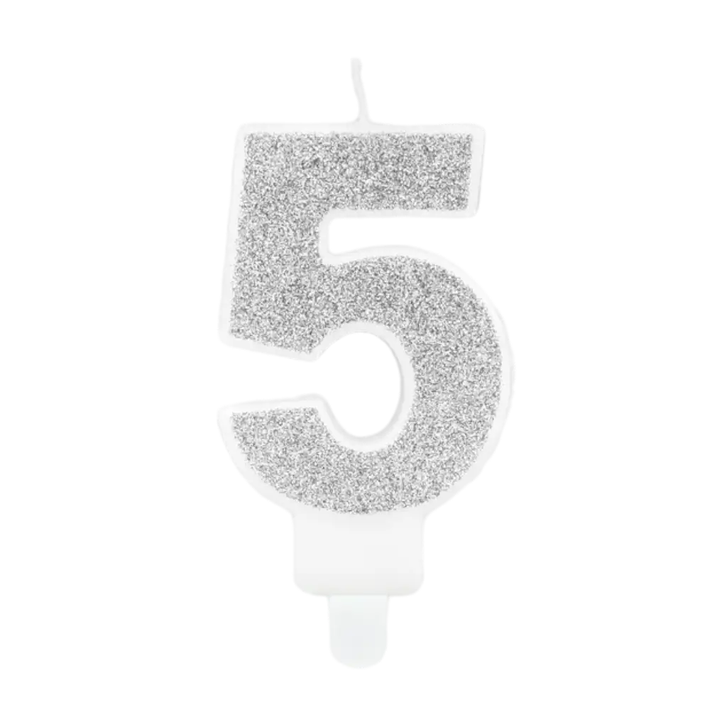 Geburtstagskerze Nummer 5 silber