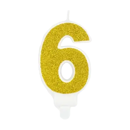 Jubiläumskerze Nummer 6 gold