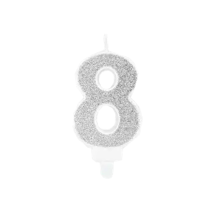 Geburtstagskerze Nummer 8 silber