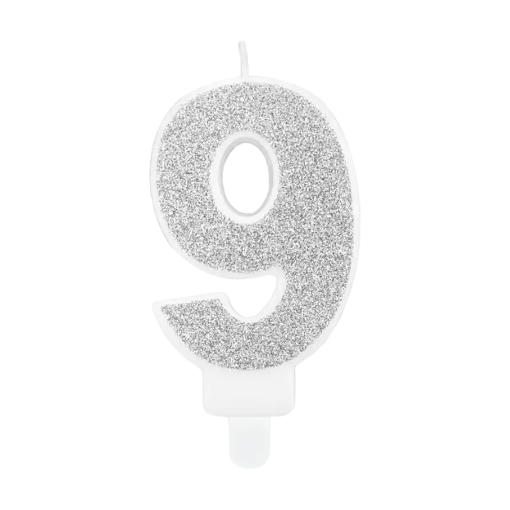Geburtstagskerze Nummer 9 silber