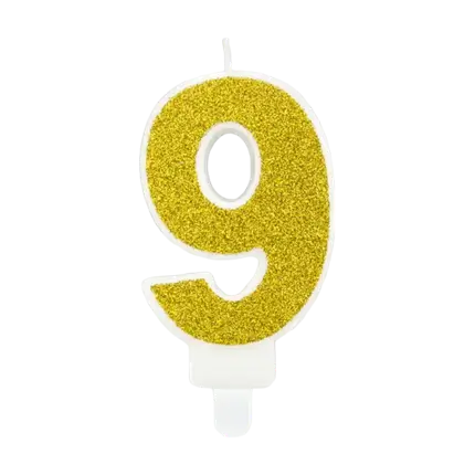 Jubiläumskerze Nummer 9 Gold