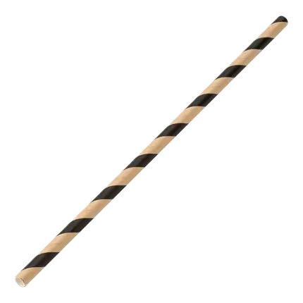 Strohpapier gestreift Kraft/Schwarz 20cm /ø6mm (250 Stk.)