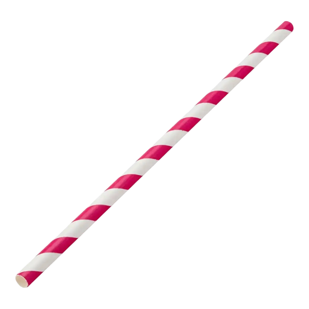 Strohpapier gestreift rosa 20cm /ø6mm (250 Stk.)