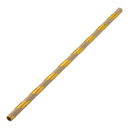 Strohpapier gestreift Gold/Kraft 20cm /ø6mm (250 Stk.)