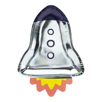 Raketenförmiger Pappteller (6er-Satz)