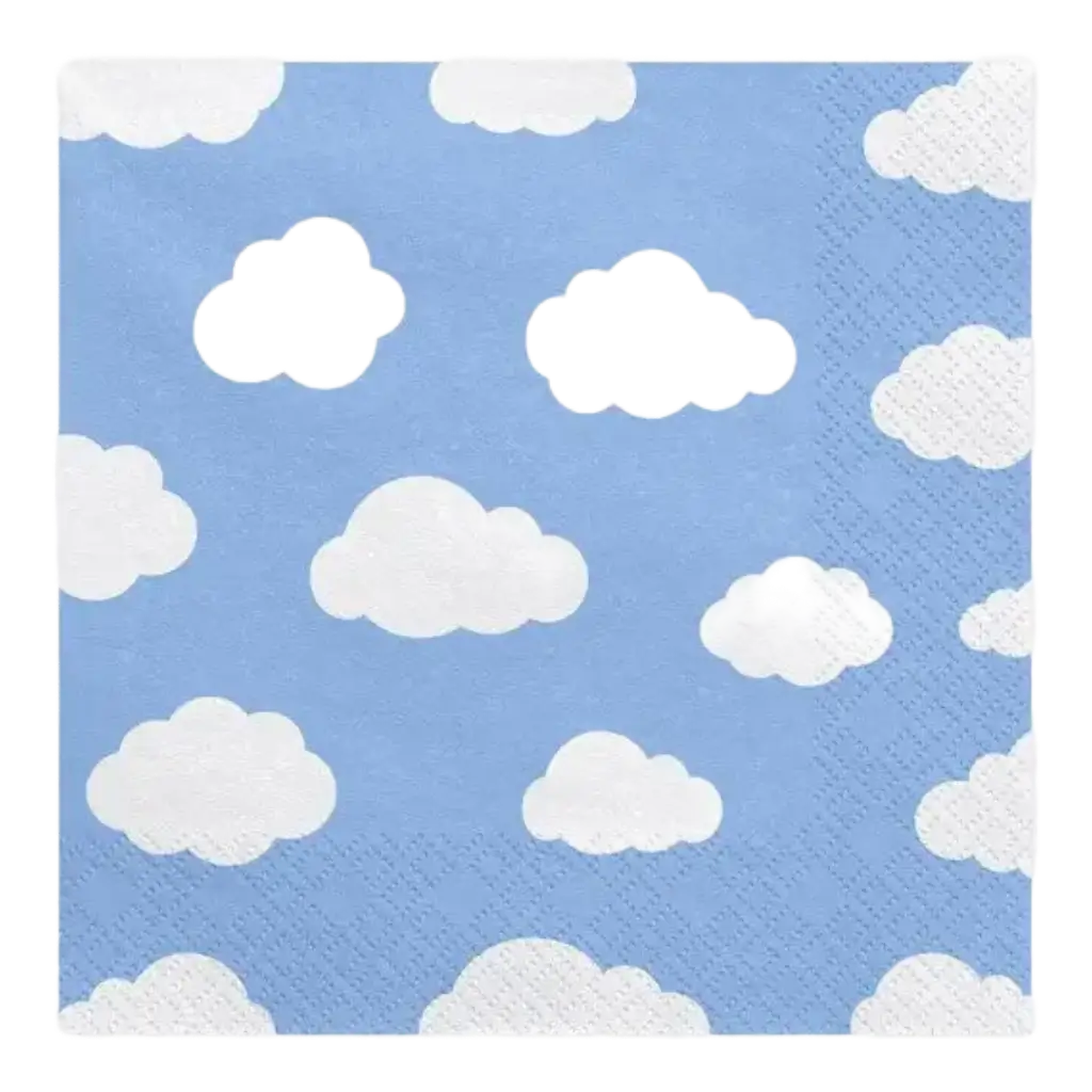 Hellblaues Papierhandtuch mit Wolkenmuster (20er-Set)
