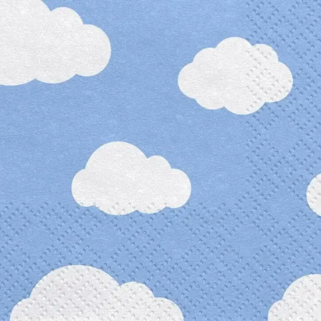 Hellblaues Papierhandtuch mit Wolkenmuster (20er-Set)