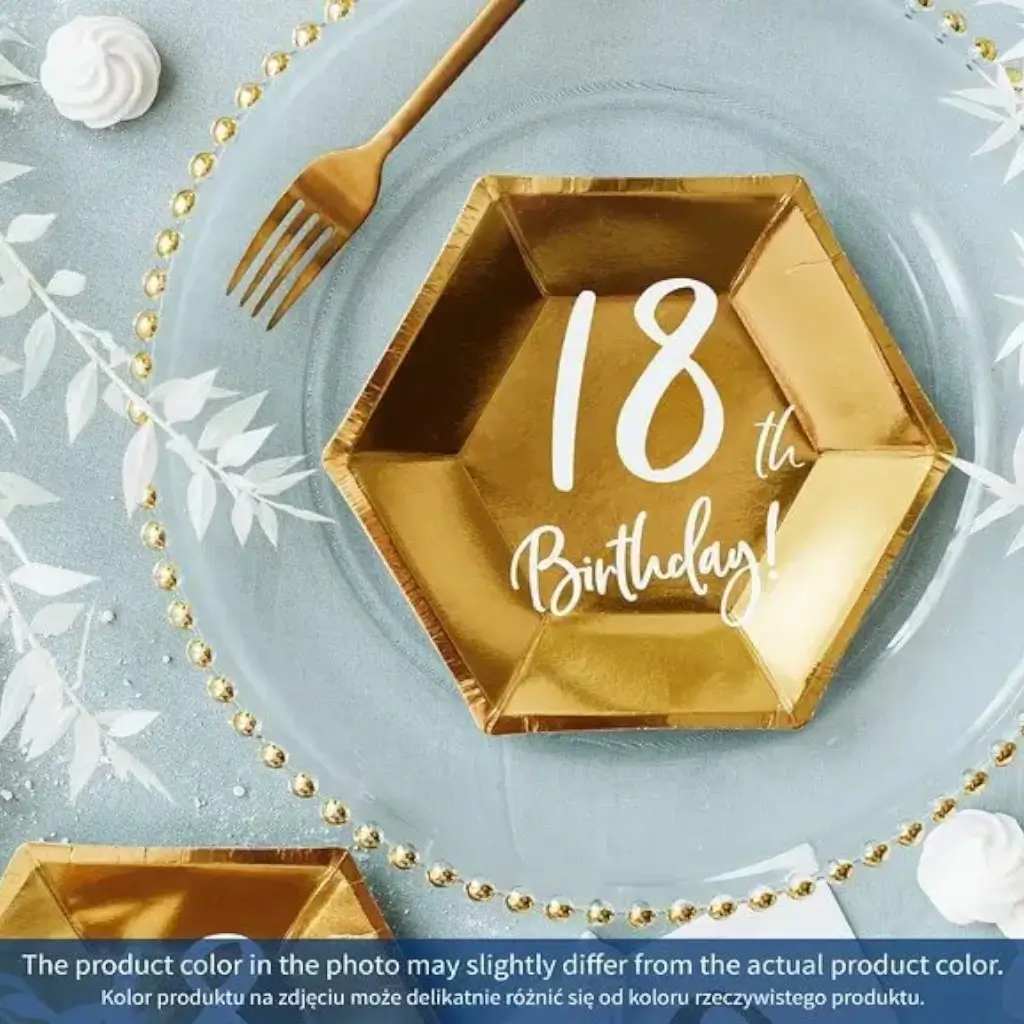 Papierteller „40th Birthday“ in Gold (6er-Pack)