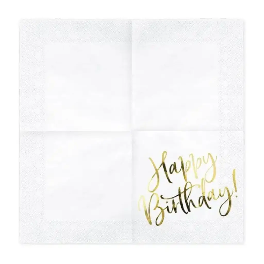 Goldene Happy Birthday-Serviette (20er-Set)