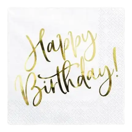 Goldene Happy Birthday-Serviette (20er-Set)