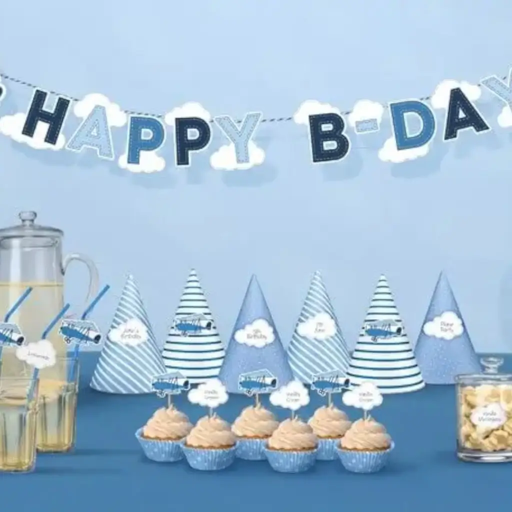 Glückwunsch zum Geburtstag Blaue Fliegergirlande