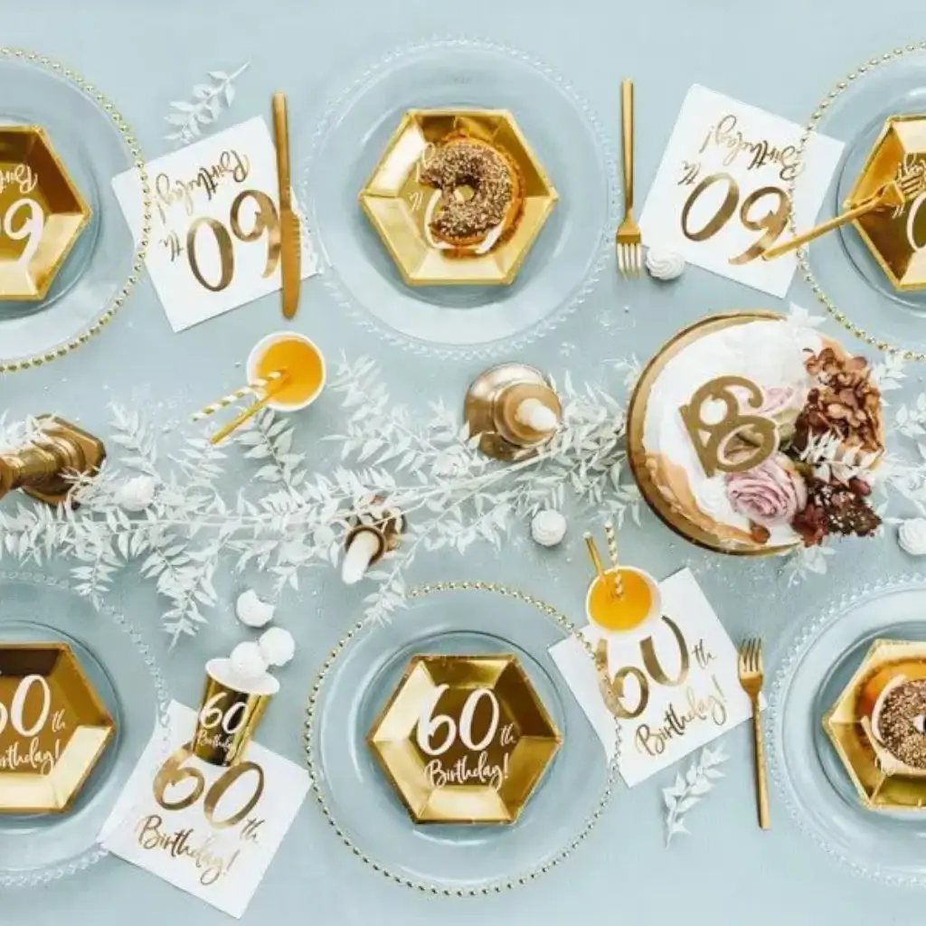 Satz von 6 Goldbechern "60 Jahre".