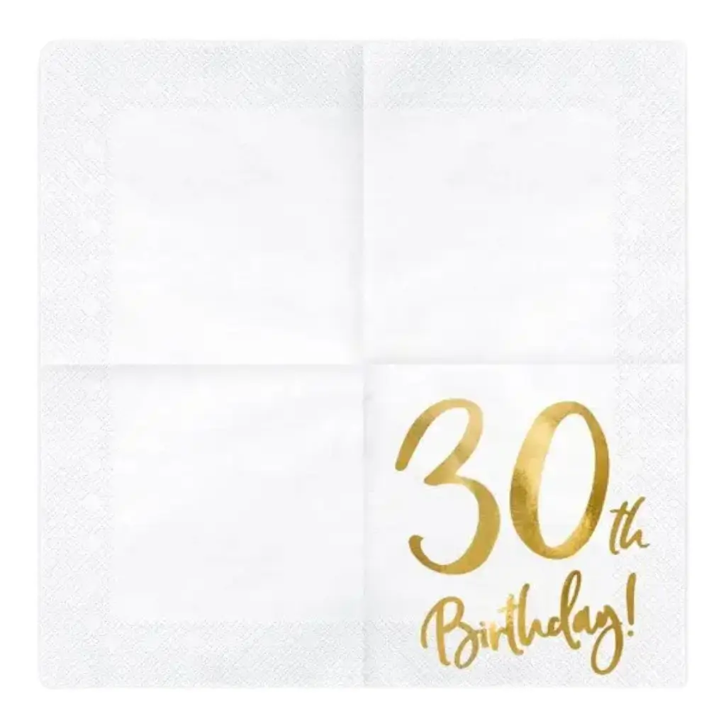 Papierhandtuch zum 30. Geburtstag (Satz mit 20 Stück)