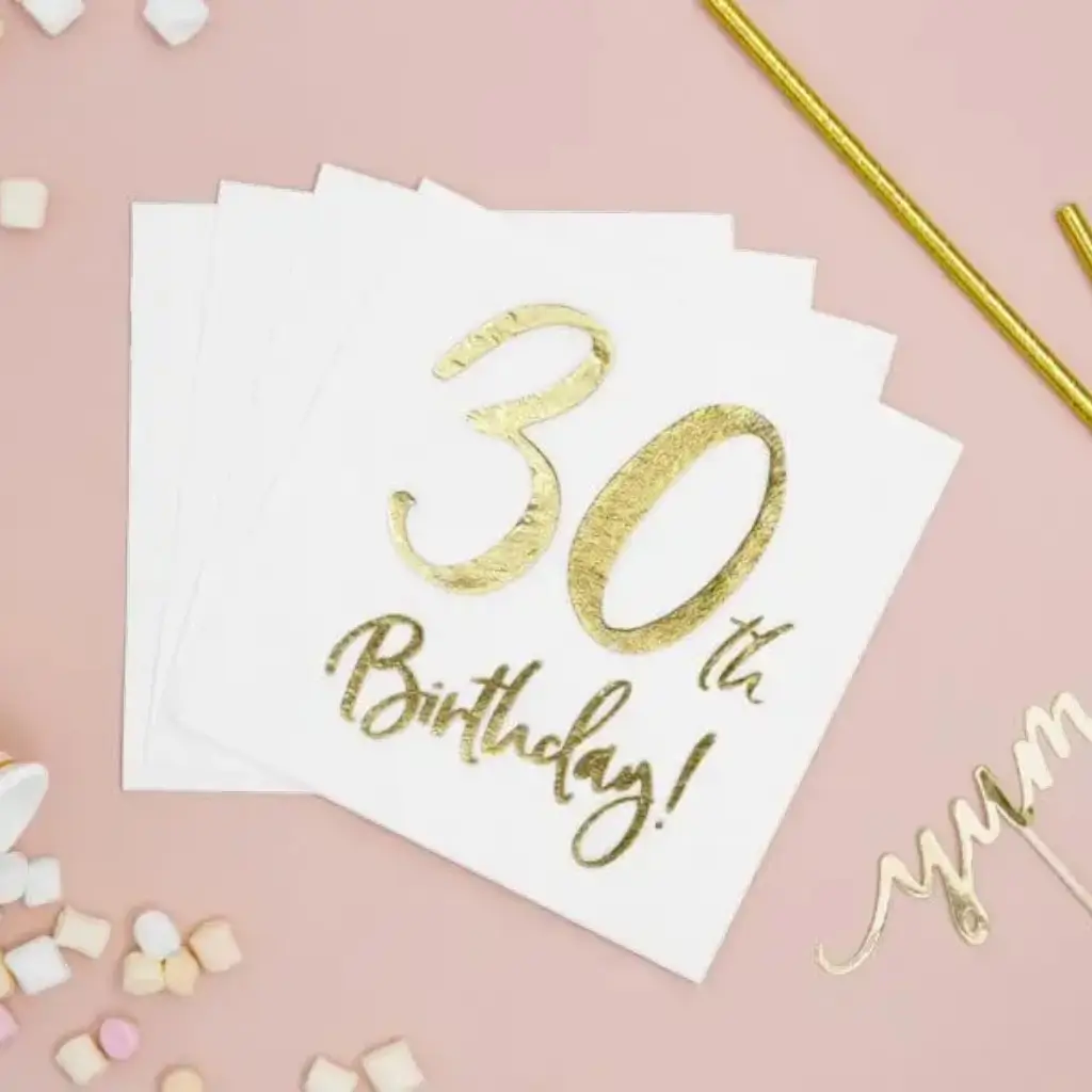 Papierhandtuch zum 30. Geburtstag (Satz mit 20 Stück)