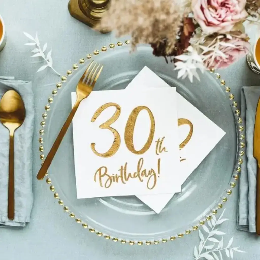 Papierhandtuch zum 30. Geburtstag (Satz mit 20 Stück)