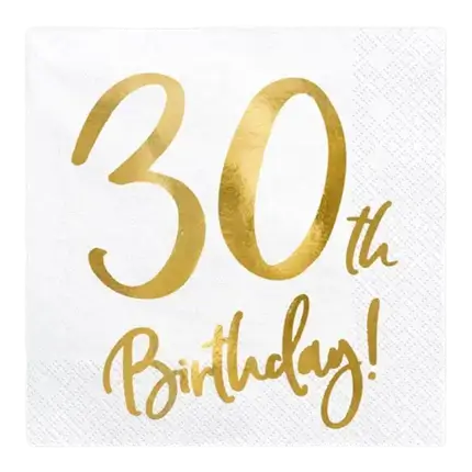 Papierhandtuch zum 30. Geburtstag (Satz mit 20 Stück)
