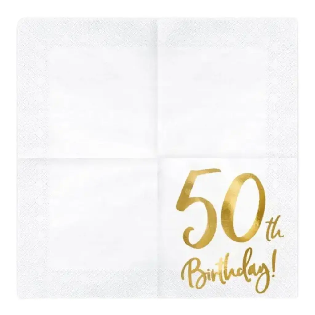 Papierhandtuch zum 50. Geburtstag (Satz mit 20 Stück)