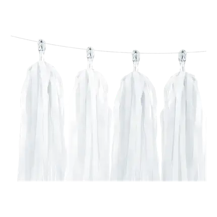 Weiße Quastengirlande 12 Quasten