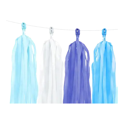 Blaue Quastengirlande 12 Quasten