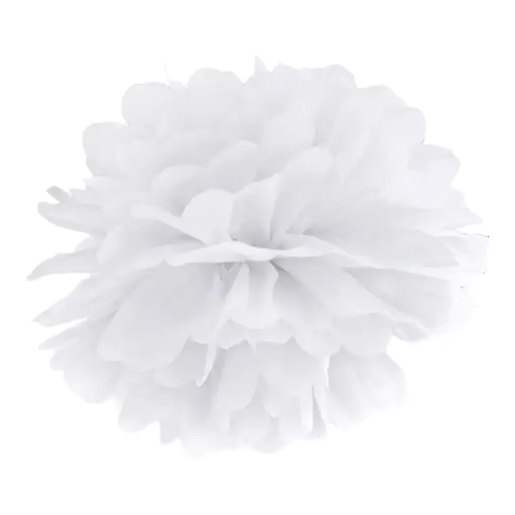 Pompon aus weißem Papier 25cm