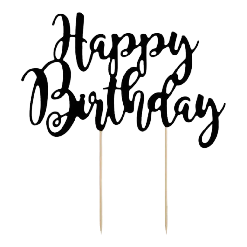 Happy Birthday-Kuchendekoration schwarz