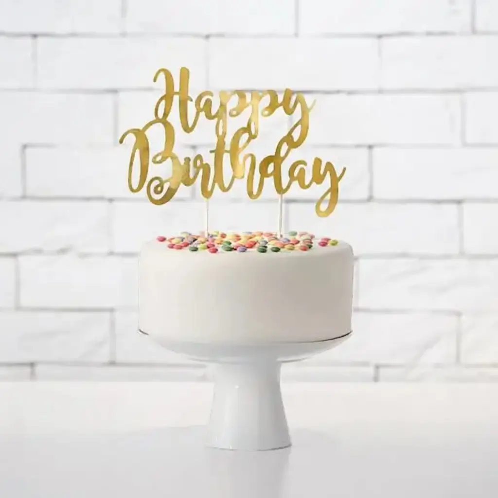 Happy Birthday-Kuchendekoration Gold