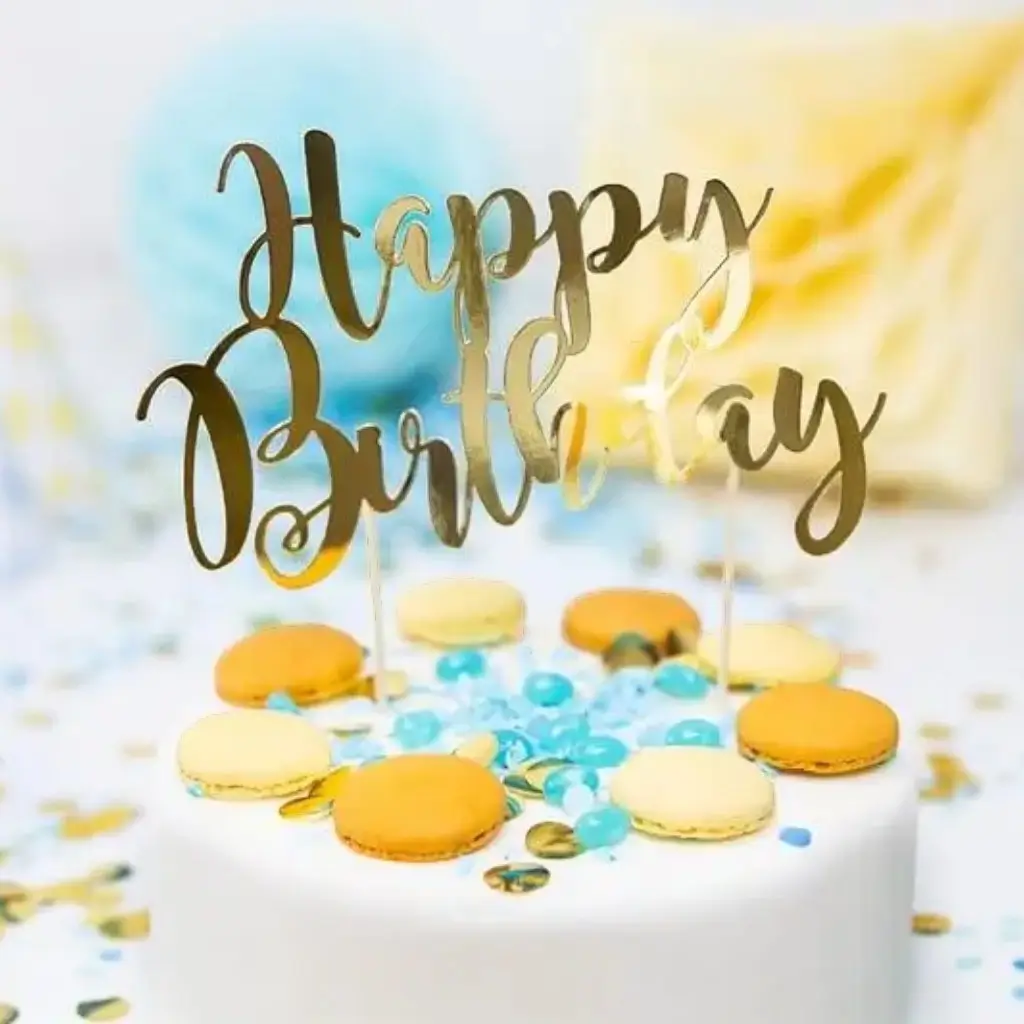 Happy Birthday-Kuchendekoration Gold