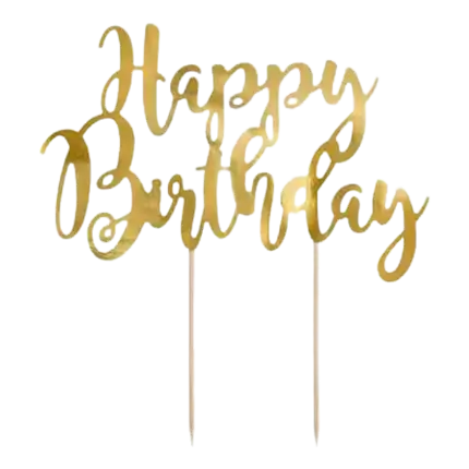 Happy Birthday-Kuchendekoration Gold