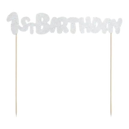 Kuchendekoration 1. Geburtstag Silberglitter