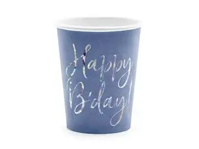 Happy Bday Blue Paper Tumbler (6er-Satz)