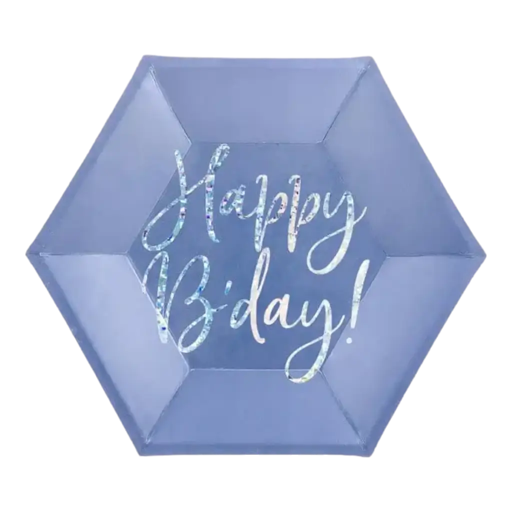 Happy Birthday Blauer Papierteller (6er-Satz)
