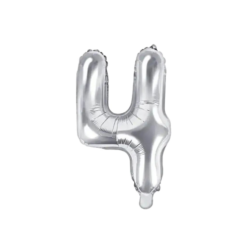 Jubiläumsballon Nummer 4 Silber 35cm