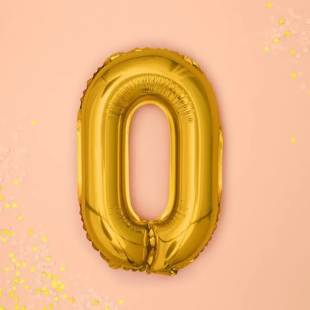 Jubiläumsballon Nummer 0 Gold 35cm