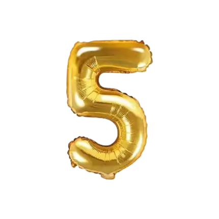 Jubiläumsballon Nummer 5 Gold 35cm