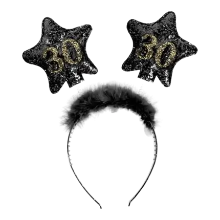 Stirnband 30 Jahre goldener und schwarzer Stern