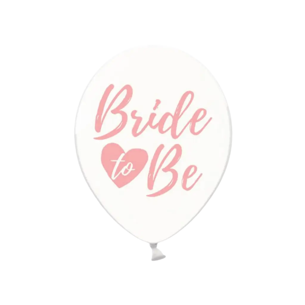 6 Transparente Ballons mit rosa Aufschrift BRIDE TO BE