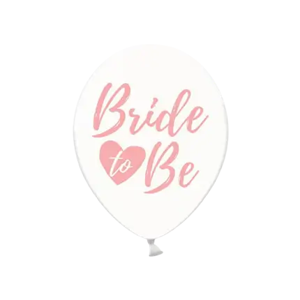 6 Transparente Ballons mit rosa Aufschrift BRIDE TO BE