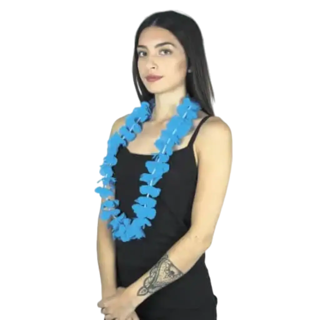 Hawaiianische Halskette mit türkisblauen Blumen