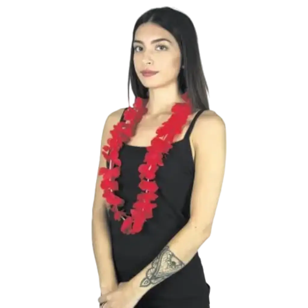 Hawaiianische Halskette mit roten Blumen