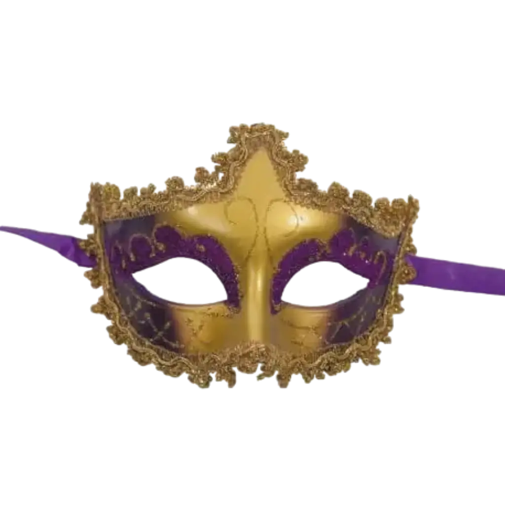Venezianische Maske in Gold und Purpur