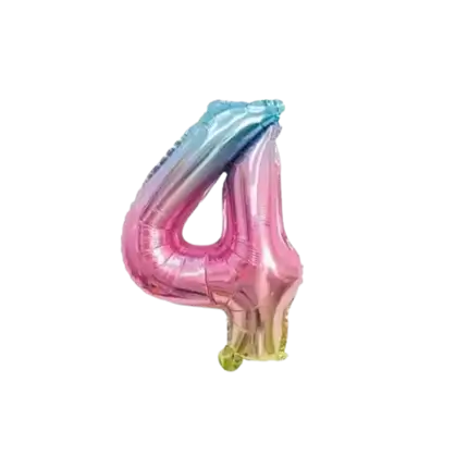 Jubiläumsballon Nummer 4 Regenbogen 36cm