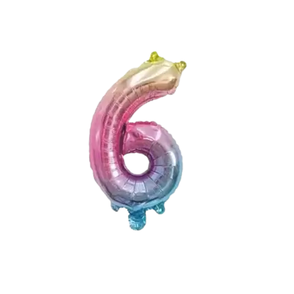 Jubiläumsballon Nummer 6 Regenbogen 36cm