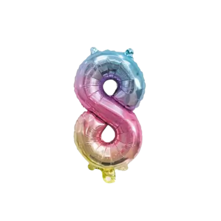 Jubiläumsballon Nummer 8 Regenbogen 36cm