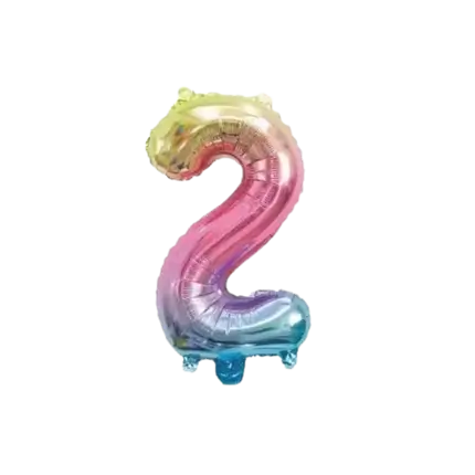 Jubiläumsballon Nummer 2 Regenbogen 36cm
