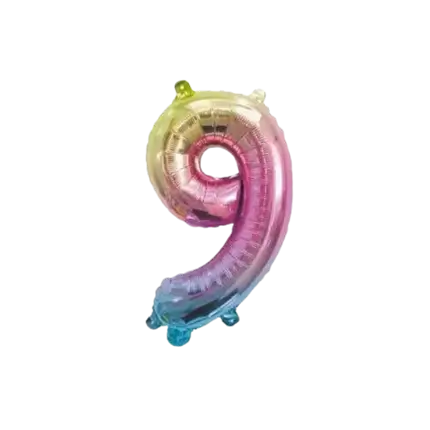 Geburtstagskugel Nummer 9 Regenbogen 36cm