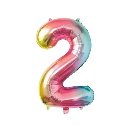 Jubiläumsballon Nummer 2 Regenbogen 86cm