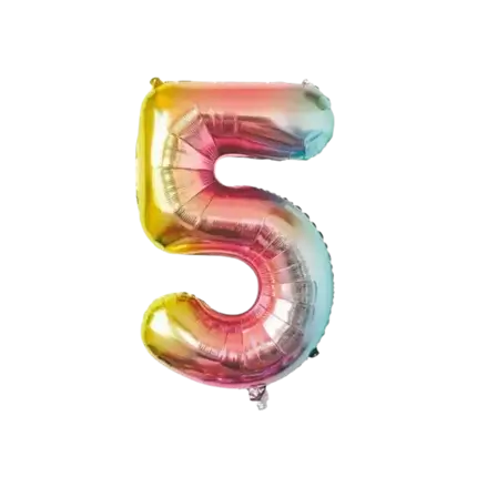 Jubiläumsballon Nummer 5 Regenbogen 86cm