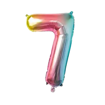 Jubiläumsballon Nummer 7 Regenbogen 86cm